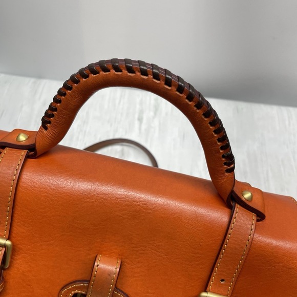 Dooney & Bourke Florentine Flap Tab Satchel Medium Ginger Italian Leather - Picture 9 of 16